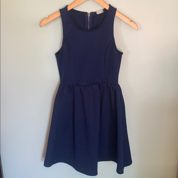 garage navy blue dress Sleek Plunge A-Line Dress Navy